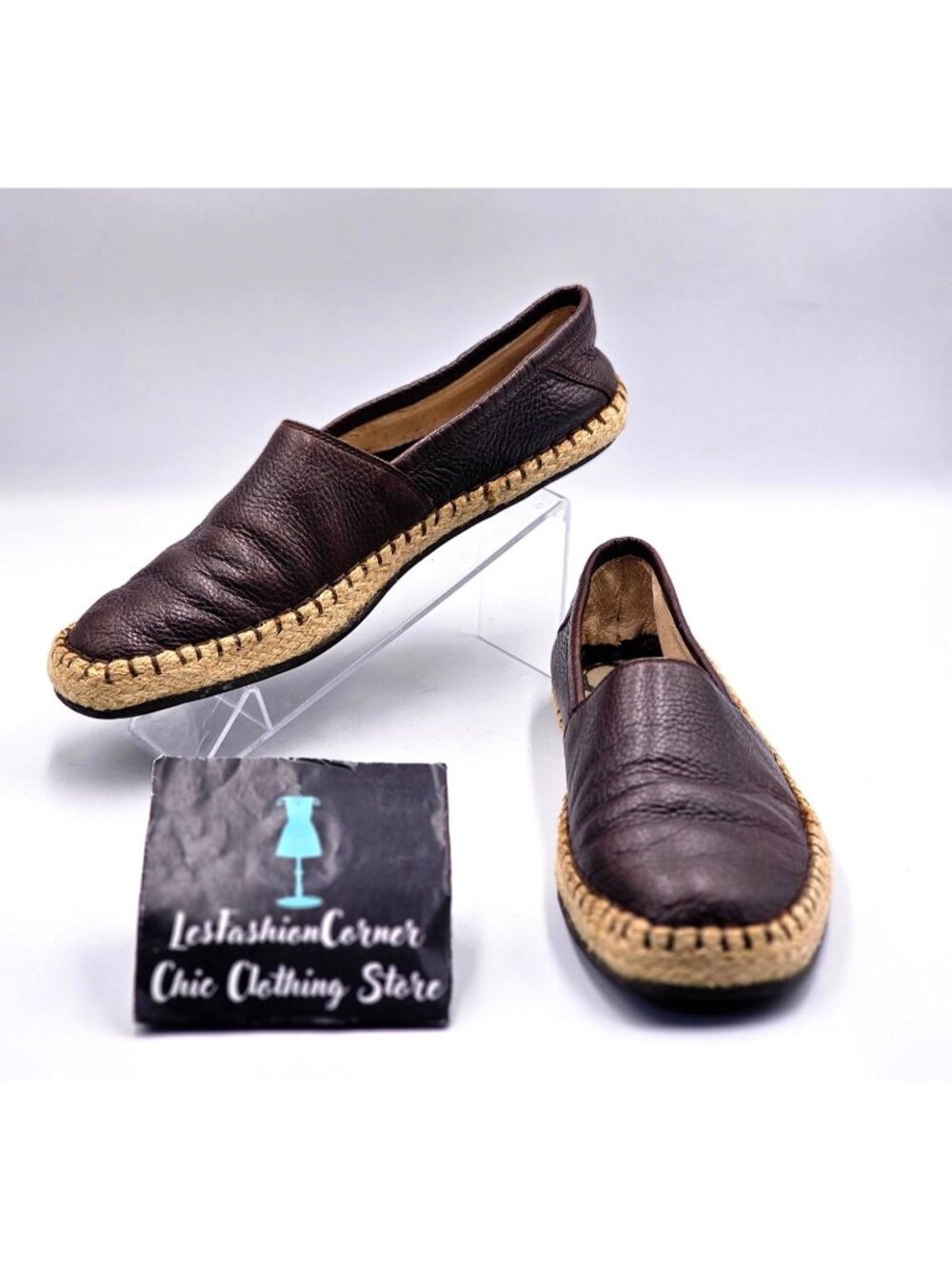 Coach Men's Brown Leather Espadrille Loafers Flats Shoes Size 9.5 3352